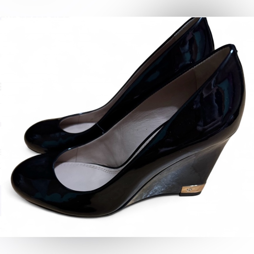 Black Patent Wedge Pumps - Women's Elegant Wedge Heels